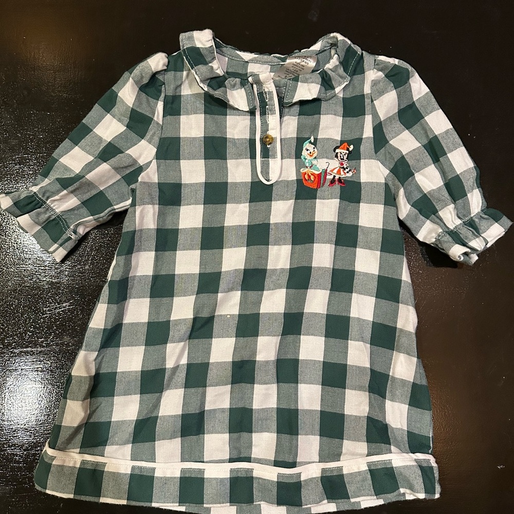 Disney Green and White Checkered Shirt with Embroidery